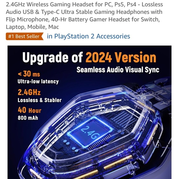 ONIKUMA Wireless Gaming Headset with RGB Lights - Picture 7 of 8